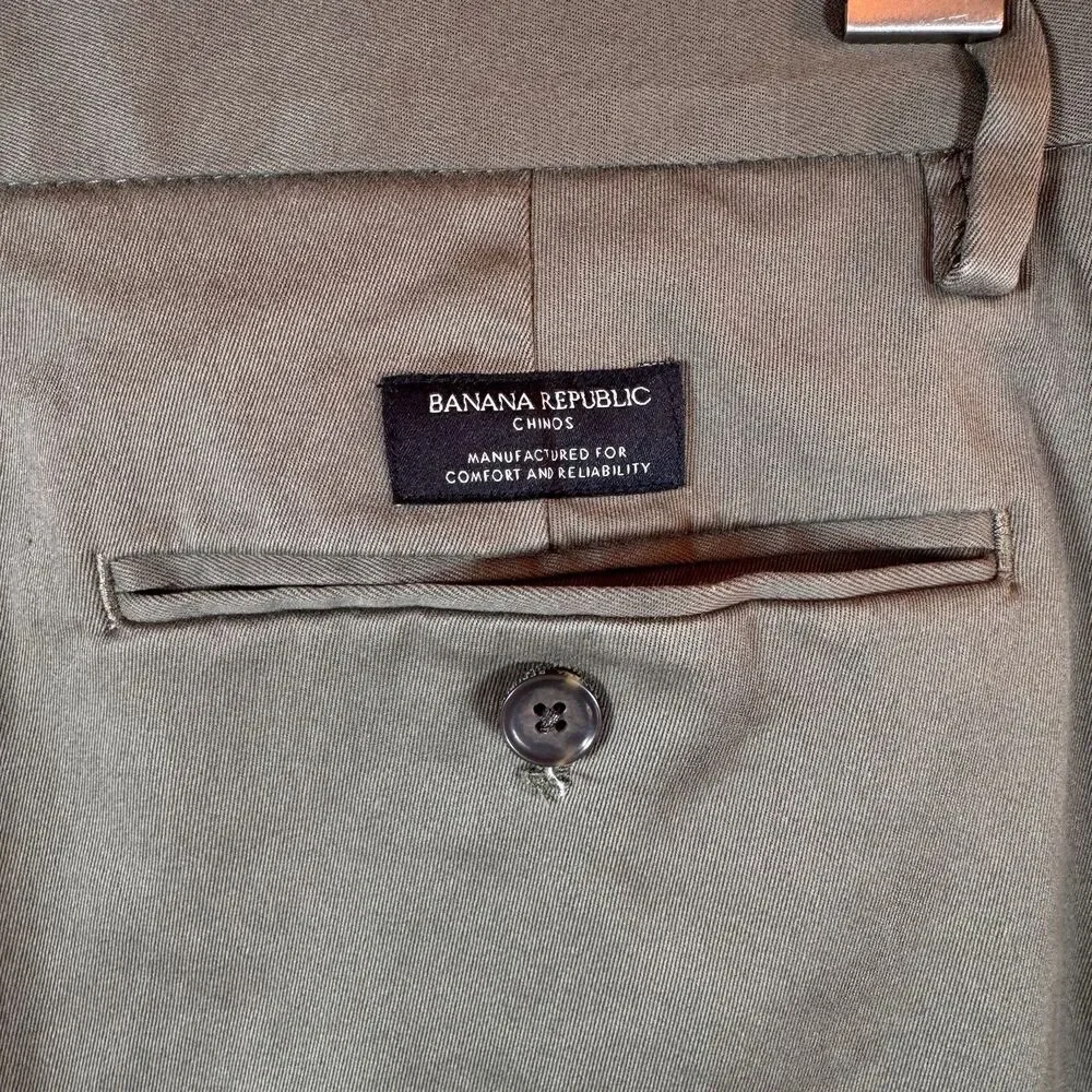 Banana Republic Pants Mens Size 31x32 Fulton Skinny Chino Khaki Flat‎ Front